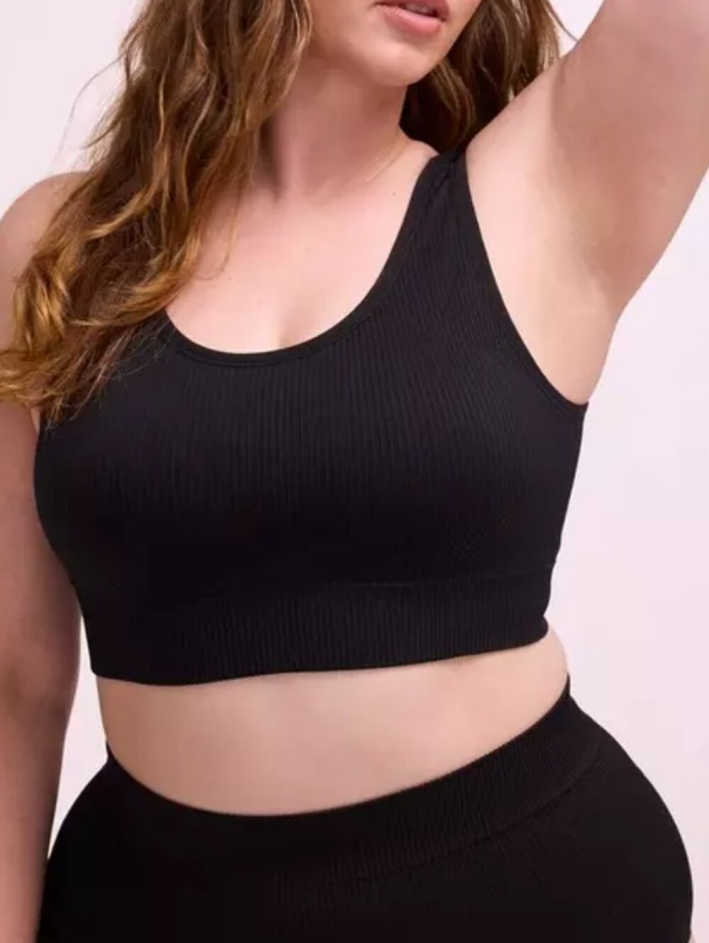 Torrid Lightly Lined Seamless Rib Scoop Wireless Black Bralette Size 2
